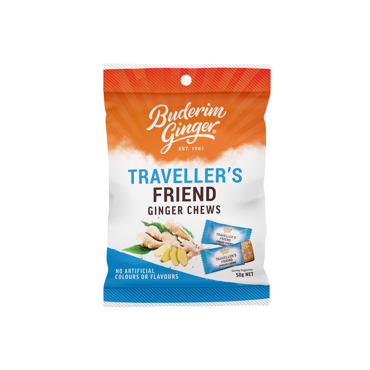 Buderim Ginger Chews - Traveller's Friend Ginger 50g